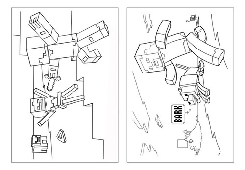 100 Desenhos Minecraft Para Colorir E Pintar  50 Folhas Avulsas A4! 2 Desenhos Por Folha!