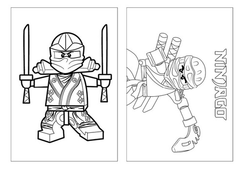100 Desenhos Ninjago Para Colorir E Pintar  50 Folhas Avulsas A4! 2 Desenhos Por Folha!