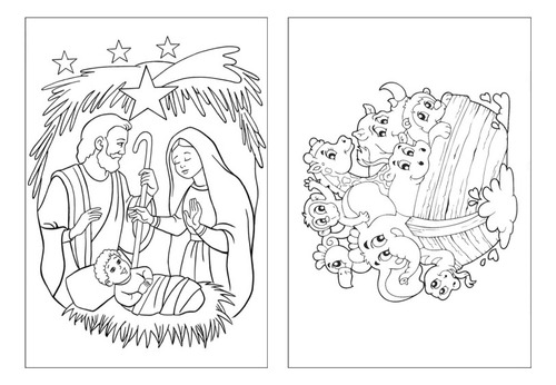 200 Desenhos Bíblicos Para Colorir E Pintar - 100 Folhas Avulsas A4! 2 Desenhos Por Folha!