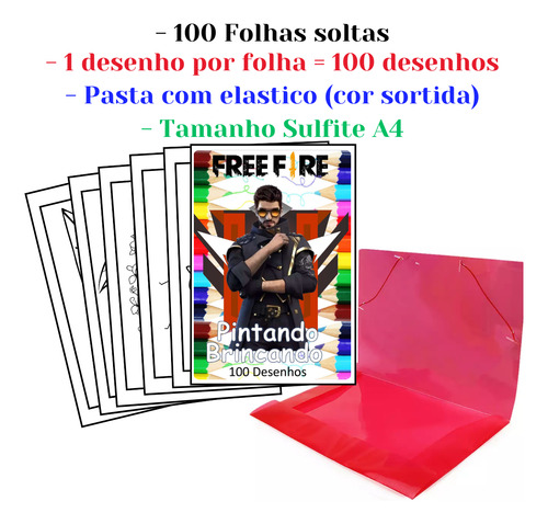 100 Desenhos Free Fire Para Colorir E Pintar  100 Folhas Avulsas A4! 1 Desenho Por Folha!