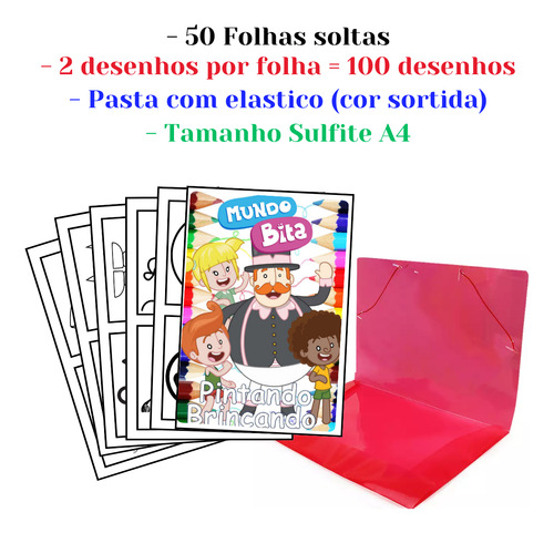 100 Desenhos Mundo Bita Para Colorir E Pintar  50 Folhas Avulsas A4! 2 Desenhos Por Folha!