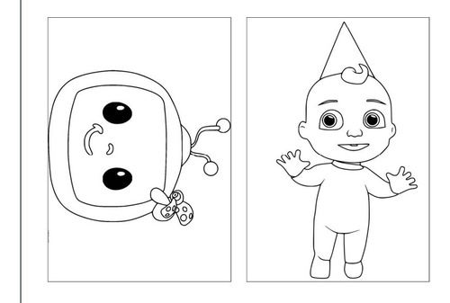 100 Desenhos Cocomelon Para Colorir E Pintar  50 Folhas Avulsas A4! 2 Desenhos Por Folha!