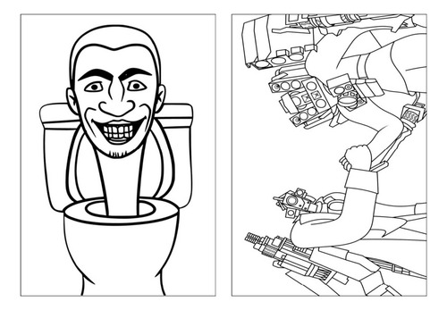 100 Desenhos Skibidi Toilet Para Colorir E Pintar  50 Folhas Avulsas A4! 2 Desenhos Por Folha!