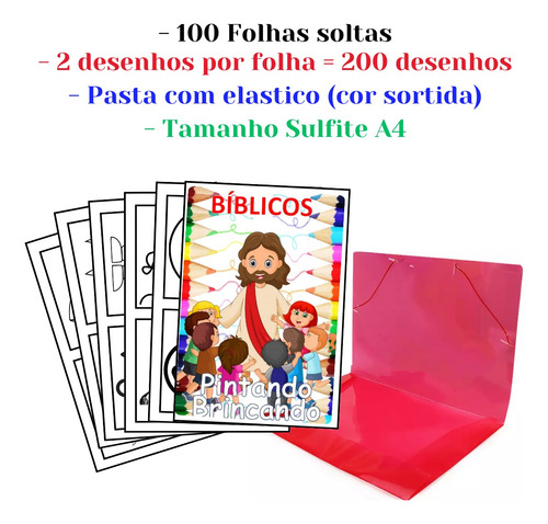 200 Desenhos Bíblicos Para Colorir E Pintar - 100 Folhas Avulsas A4! 2 Desenhos Por Folha!