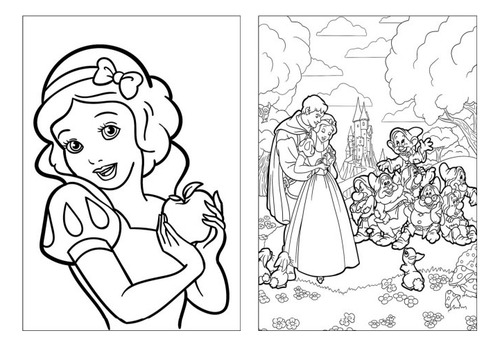 100 Desenhos Branca De Neve  Princesa Para Colorir E Pintar  50 Folhas Avulsas A4! 2 Desenhos Por Folha!