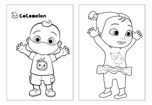 100 Desenhos Cocomelon Para Colorir E Pintar  50 Folhas Avulsas A4! 2 Desenhos Por Folha!