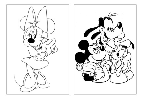 100 Desenhos Mickey Para Colorir E Pintar  50 Folhas Avulsas A4! 2 Desenhos Por Folha!