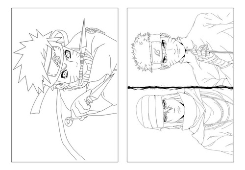 100 Desenhos Naruto Para Colorir E Pintar - 50 Folhas Avulsas A4 ! 2 Desenhos Por Folha!