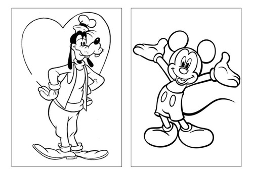 100 Desenhos Mickey Para Colorir E Pintar  50 Folhas Avulsas A4! 2 Desenhos Por Folha!