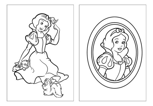 100 Desenhos Branca De Neve  Princesa Para Colorir E Pintar  50 Folhas Avulsas A4! 2 Desenhos Por Folha!