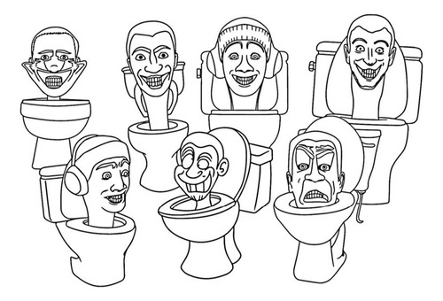 100 Desenhos Skibidi Toilet Para Colorir E Pintar  100 Folhas Avulsas A4! 1 Desenho Por Folha!