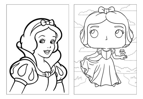 100 Desenhos Branca De Neve  Princesa Para Colorir E Pintar  50 Folhas Avulsas A4! 2 Desenhos Por Folha!