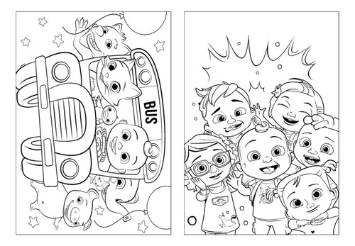 100 Desenhos Cocomelon Para Colorir E Pintar  50 Folhas Avulsas A4! 2 Desenhos Por Folha!