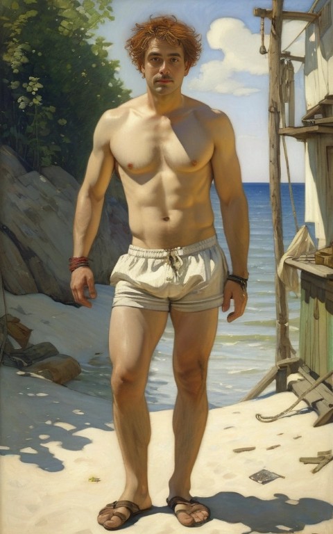 Random scene man in small underwear in his 40s raggedy man gay BDSM full body by Vasnetsov  greg rutkowski ### twins, bad anatomy, weird proportions, comic, blurred, painting, cropped, artifacts, lowres ,bad anatomy, weird proportions, comic, blurred, painting, cropped, artifacts, lowres, deformed, blurry,[bad anatomy], disfigured, poorly drawn face, [[[mutation]]], mutated, [[[extra arms]]], extra legs, ugly, horror, out of focus, depth of field, focal blur, bad quality, double body, [[double torso]], equine, bovine,[[feral]], [duo], [[canine]], creepy fingers, bad breasts, bad butt, split breasts, split butt, Blurry textures, blurry everything, creepy arms, bad arm anatomy, bad leg anatomy, bad finger anatomy, poor connection of the body with clothing and other things, poor quality character, poor quality body, Bad clothes quality, bad underwear, bad ears, poor eyes quality, poor quality of the background, poor facial quality, text.