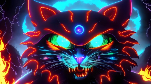808 this and a this and a that 808 boom and an 808, Beautiful Cheshire cat, extra large ears, extra large paws,  eyes half shut, kittypunk, background is otherworldly ancient dark forest with tiny fire bugs, hostile alien environment, gloomy lightning, dusk, insanely detailed, alex grey, anderson debernardi, masterpiece, epic, digital art, wallpaper, fractal art, deviant art, psychedelic, future sci-fi style, insanely detailed, fluffytastic, glossy dreamy eyes, rubber textured furr, neon, UHD, ### Ugly, deformed, missplaced tail, extra limbs, deformed eyes, deformed paws, people, human, watermark, text, letters, signature,