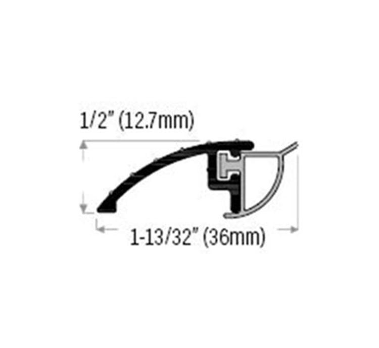 1/2 in x 1 13/32 in x 6 ft DraftSeal White Aluminum Bumper Threshold w/ Grey Vinyl Insert at