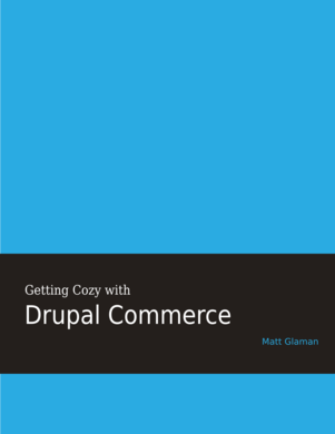 Getting Cozy with Drupal Commerce cover art.