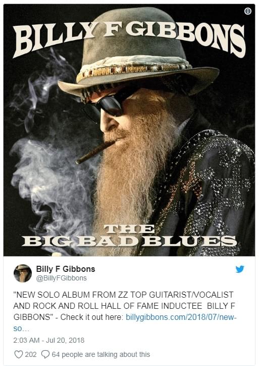 Hear Two New Solo Tracks from Billy F. Gibbons of ZZ Top