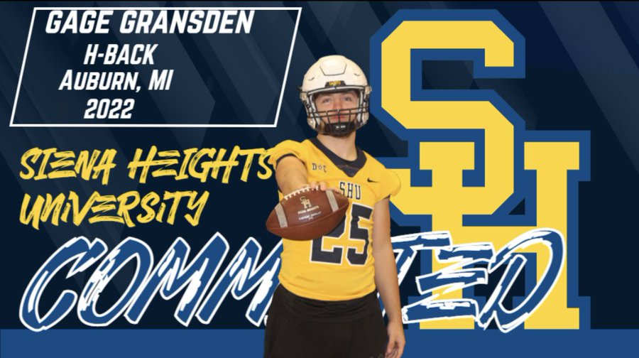 Bay City Western 2022 TE/WR Gage Gransden has committed to Siena
