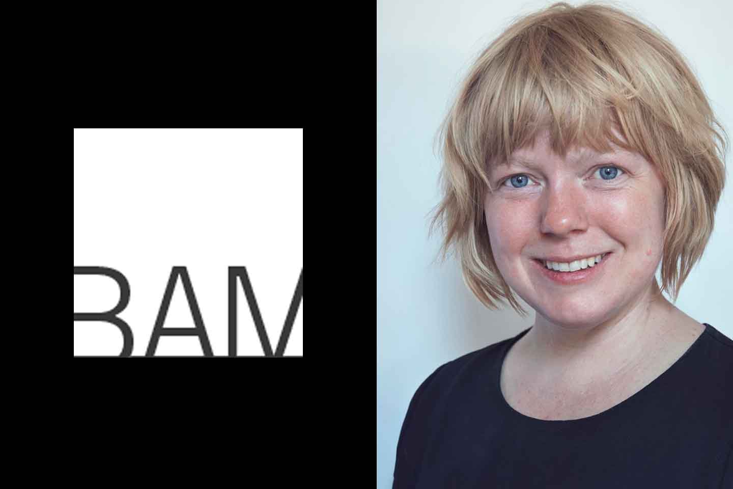 Headshot of Clara Latham next to text masthead of BAM