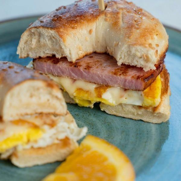 Canadian Bacon Egg Cheese sandwich