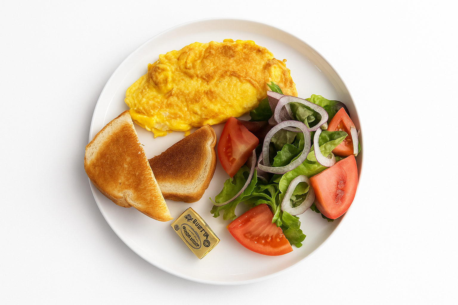 Omelette, Bacon & Salad