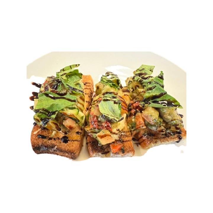 Eggplant + Tomato Bruschetta