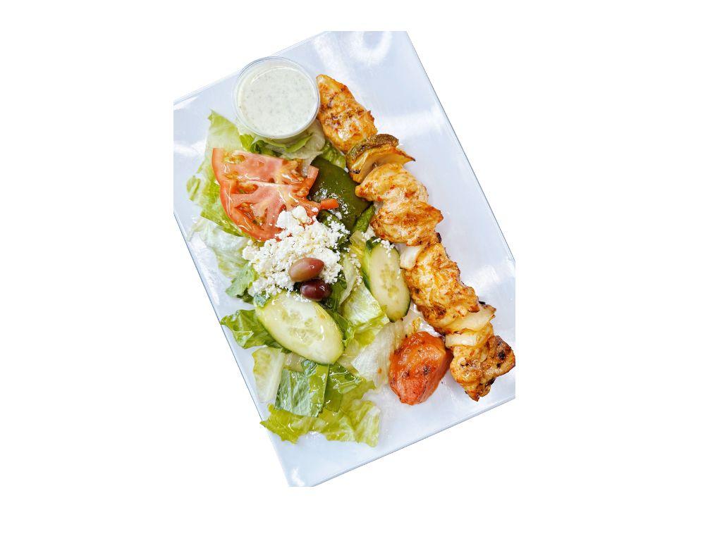 Chicken Shish (1 Skewer) Over Salad