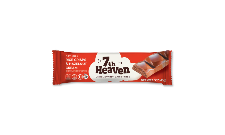 7th Heaven Chocolate - Vegan Oaxt Milk Chocolate Bar - Hazelnut Rice Crisps - 1.6 oz