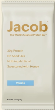Jacob Protein Bar - Grass-Fed Organic Protein Snack Bar- Vanilla
