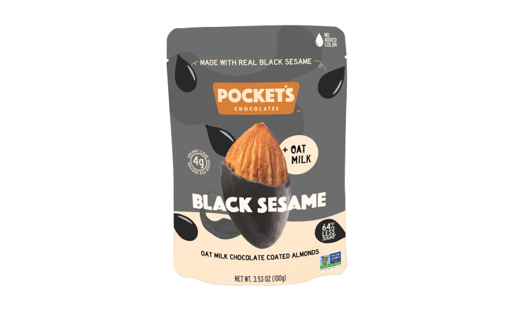Pocket's Chocolates - Black Sesame Oatmilk Chocolate Coated Almonds - 3.53  oz