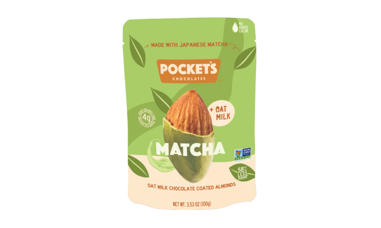 Pocket's Chocolates - Matcha Oatmilk Chocolate Coated Almonds - 3.53 oz