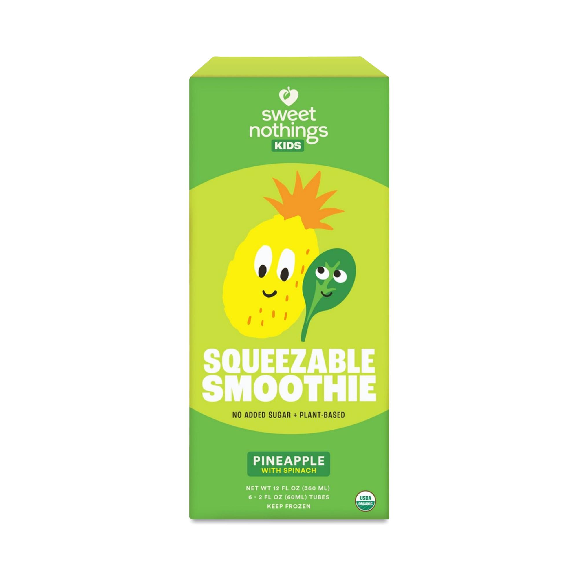 Sweet Nothings Kids Squeezable Smoothie, Pineapple Spinach 6 Tube Box (2 Fl Oz Each)