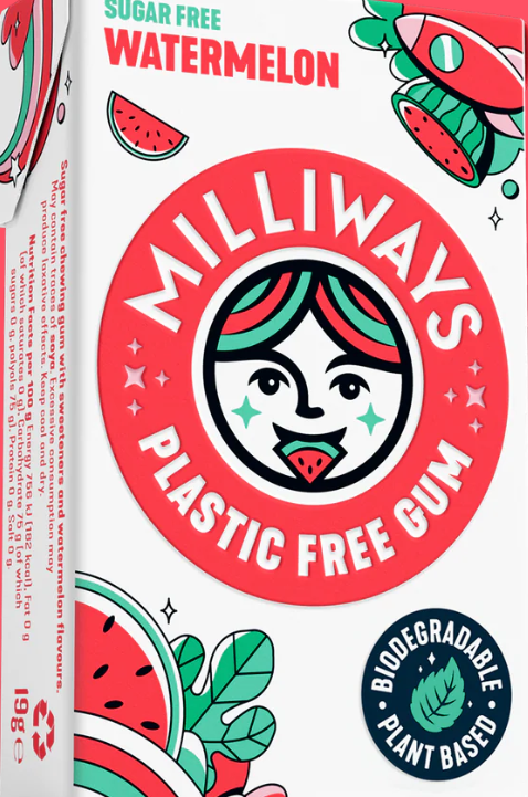 Milliways - Watermelon Plastic Free Gum - 20 g
