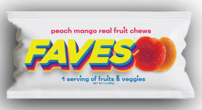 FAVES Peach & Mango Fruit Chews 1 oz