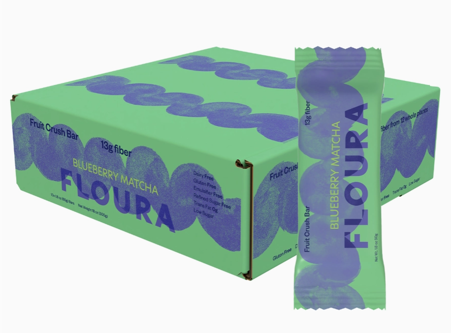 Floura Prebiotic Fiber Bar Blueberry Matcha, 50g