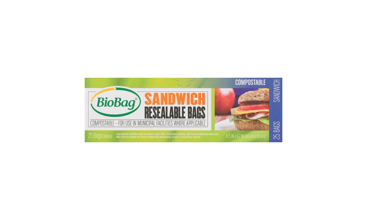 BioBag - 100% Compostable Resealable Sandwich Bags - 25 ct