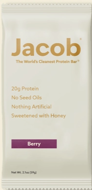 Jacob Protein Bar - Grass-Fed Organic Protein Snack Bar- Berry