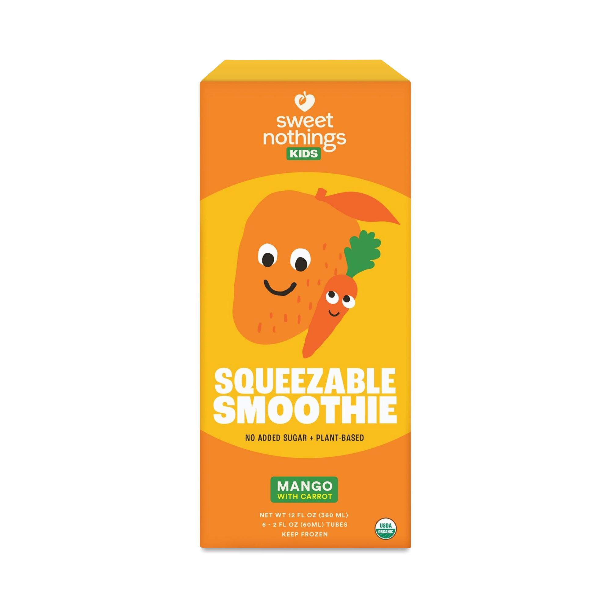 Sweet Nothings Kids Squeezable Smoothie, Mango Carrot 6 Tube Box (2 Fl Oz Each)