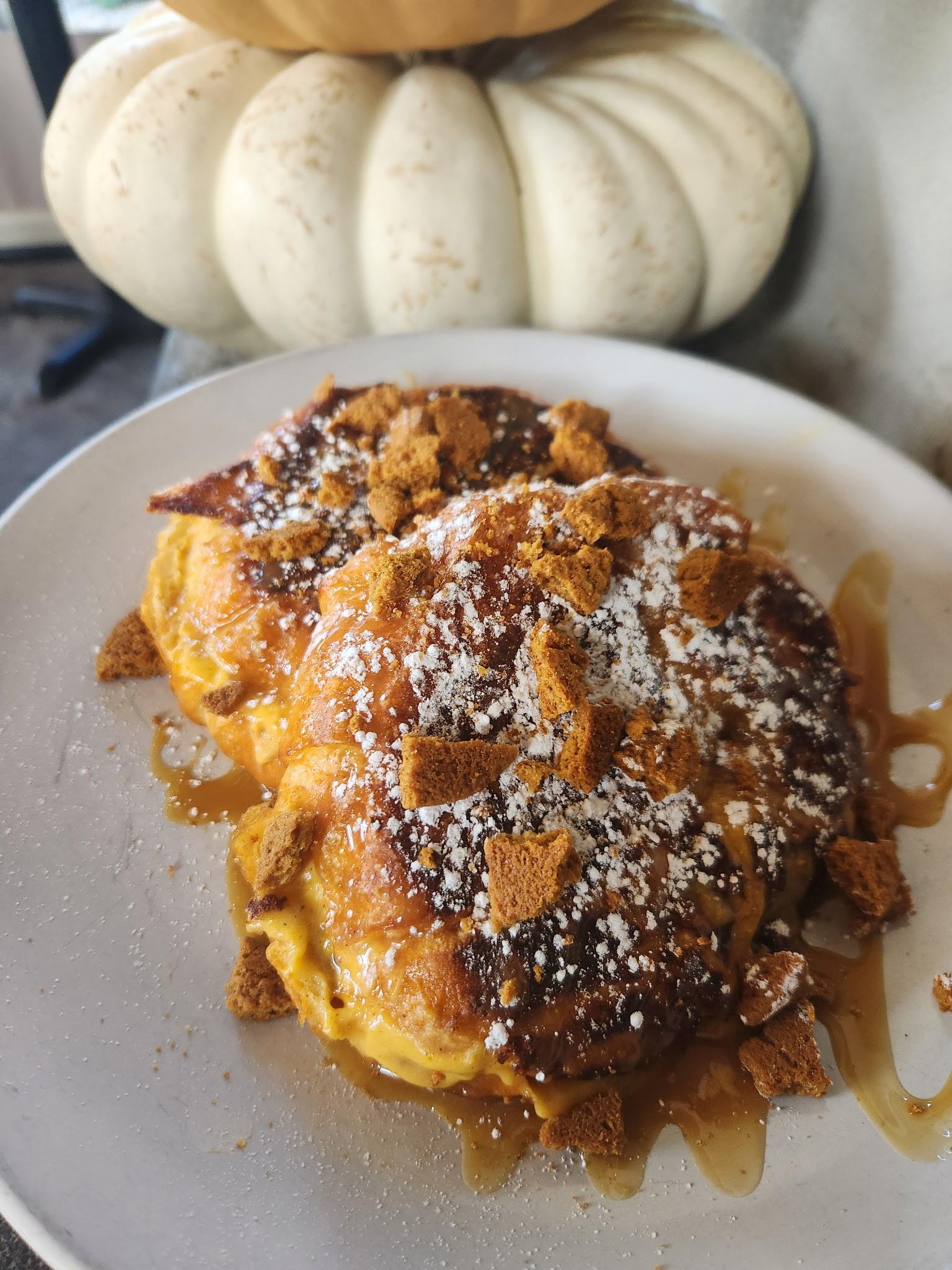 *Pumpkin Cheesecake Stuffed Croissant French Toast