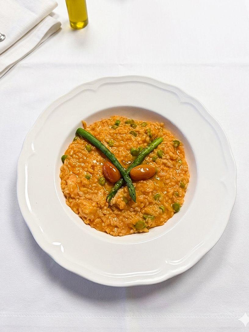 Risotto di Gamberi al Pomodoro e Asparagi