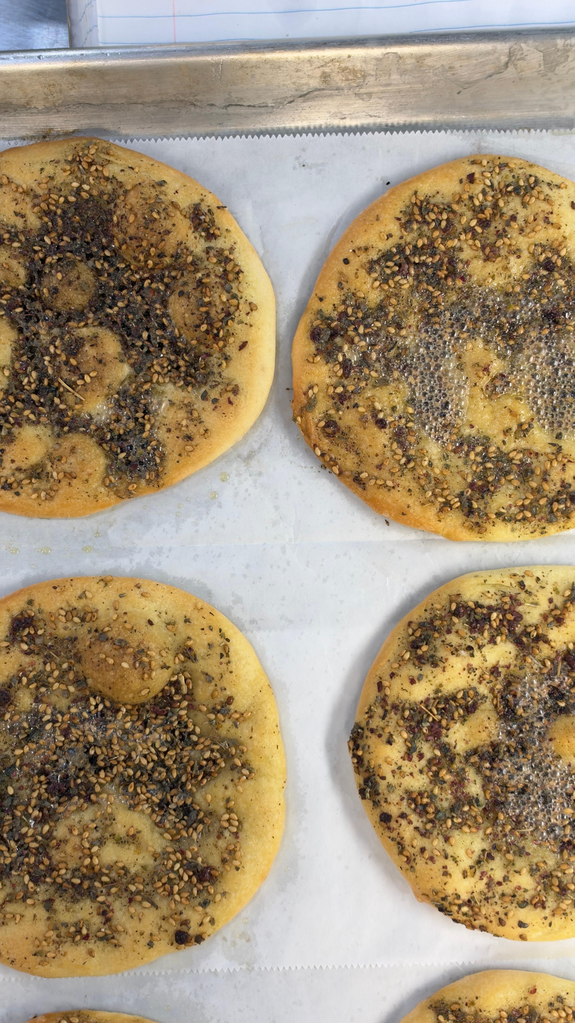 Za'atar Flat Bread at Fil Fil Mediterranean in Homer Glen, IL.