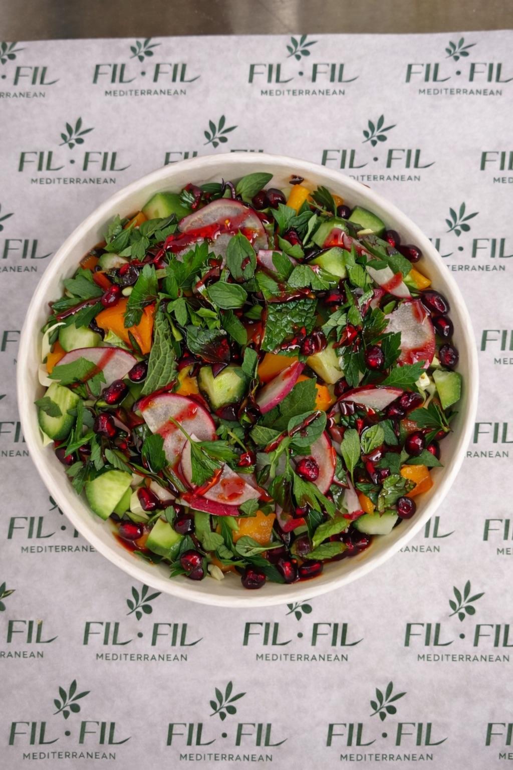 Deluxe Salad at Fil Fil Mediterranean in Homer Glen, IL.