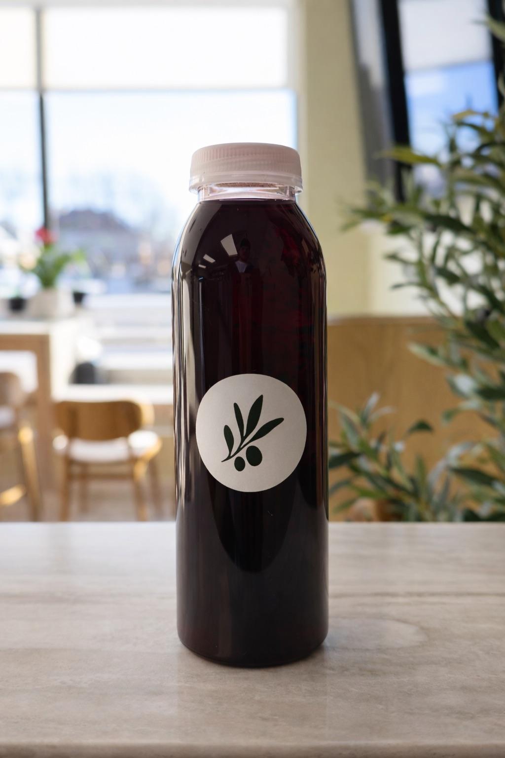 Pomegranate Beet Juice at Fil Fil Mediterranean in Homer Glen, IL.