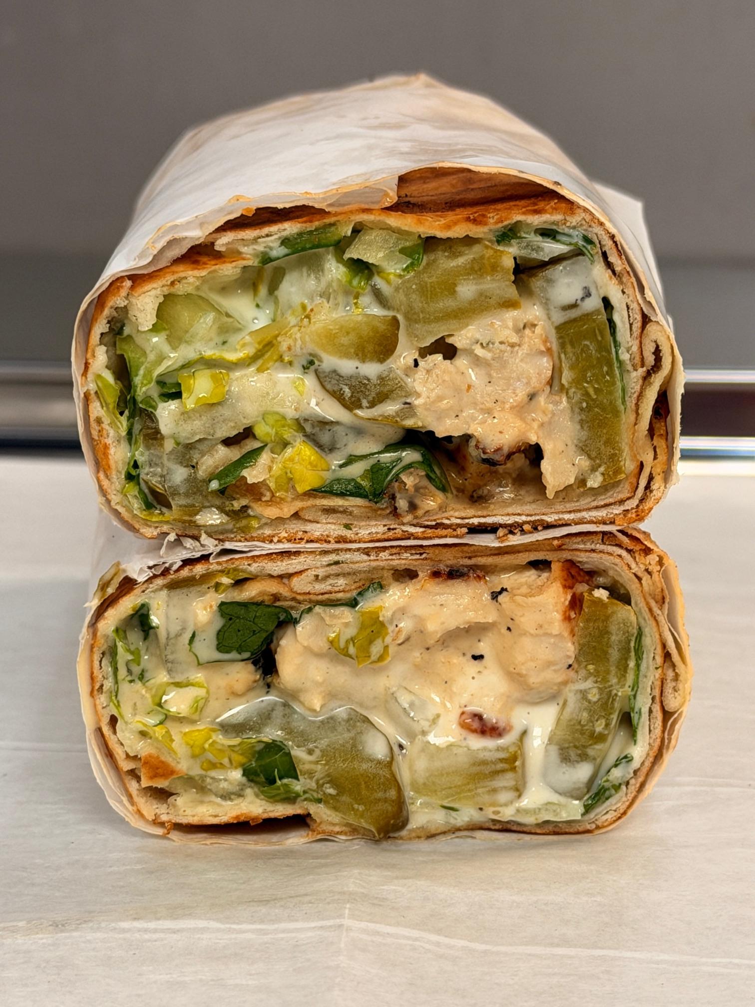 Chicken Taouk Wrap at Fil Fil Mediterranean in Homer Glen, IL.