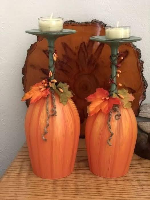 Pumpkin Wine Glass Votives (8/28) - 7pm