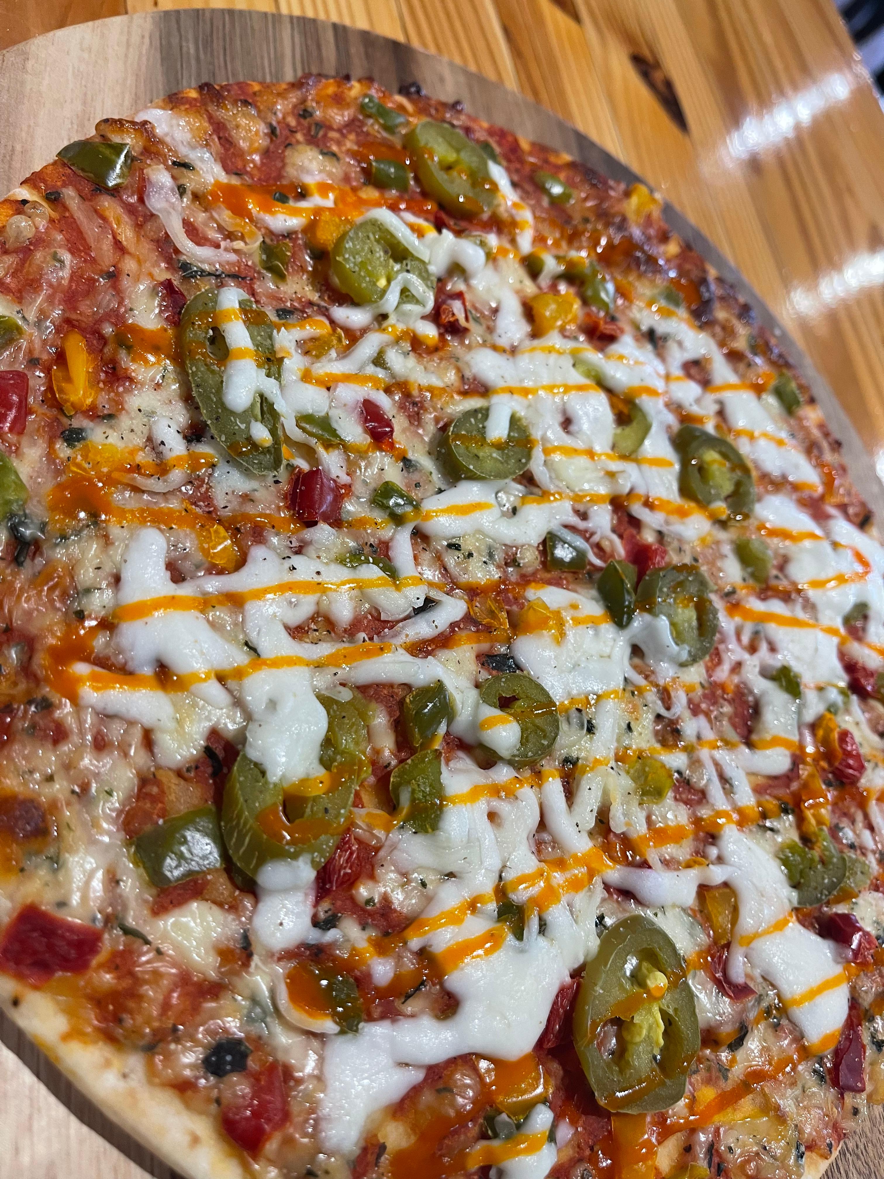 Cauliflower Crust Veggie Pizza (Dairy Free Mozzarella)