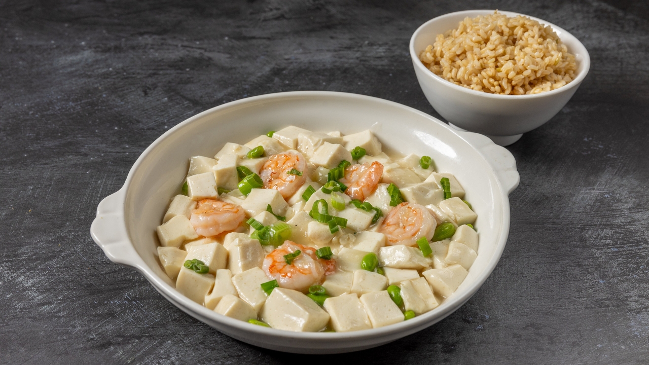 Cantonese Tofu w. Shrimp - 豆腐虾仁 (GF)
