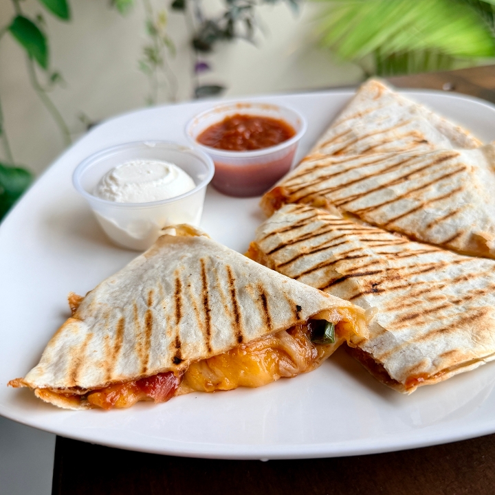 A visualization of the menu item "Pulled Pork Dilla"