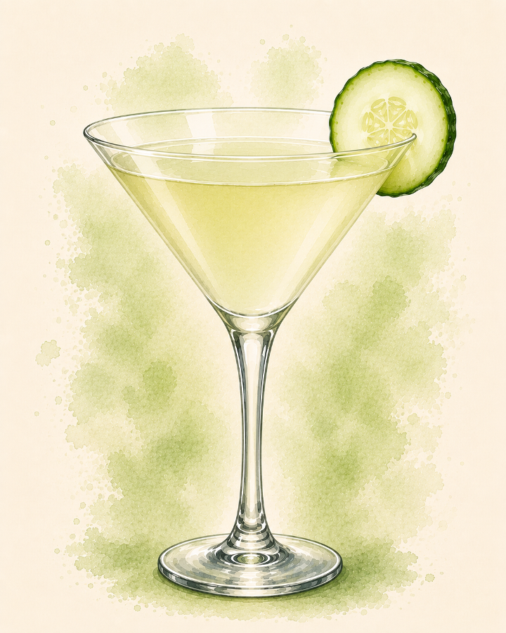 Cucumber Elderflower Martini presentation